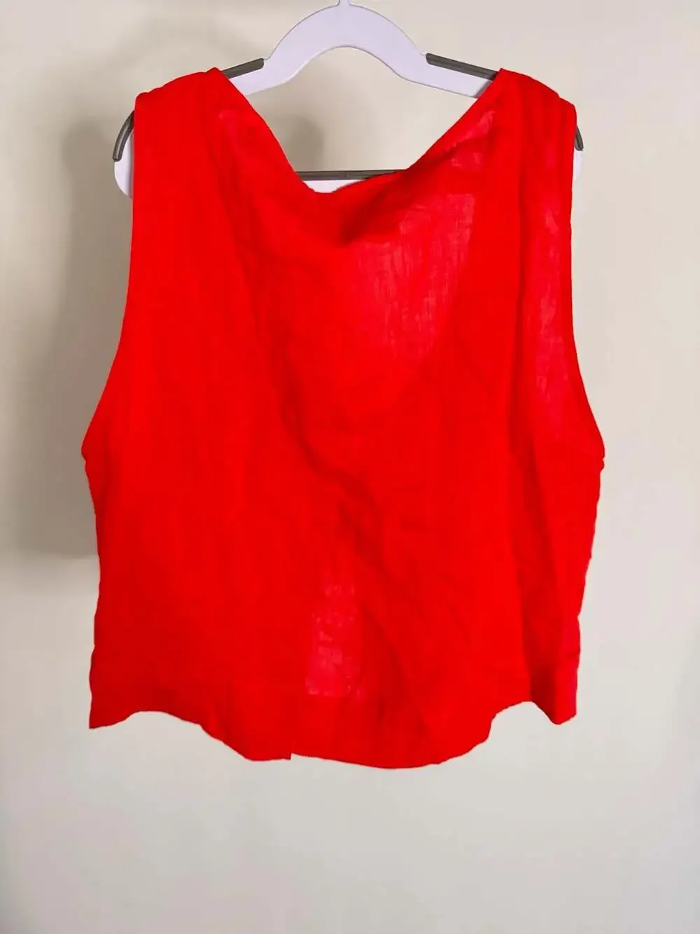 VRG GRL Valeria Tie Front Linen Top Red Size 6 - Picture 2 of 4